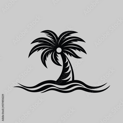 Tropical Palm Tree Silhouettes – Black and White Vector Set for Summer Designs