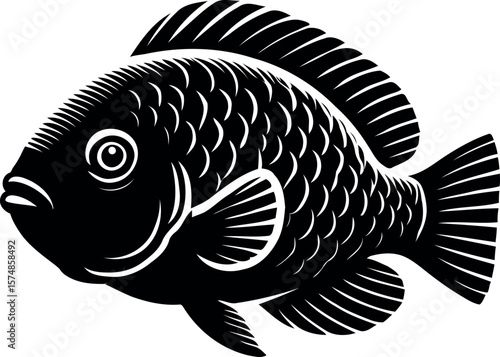 Minimalist Parrot fish Silhouette Ideal for Nautical Wall Art Stickers and Craft Projects.