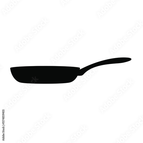 Black silhouette of a frying pan on white background