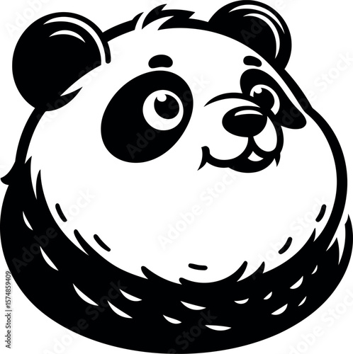 Chubby Panda Head Cartoon, Panda Silhouette Art for animal Fans and Sublimation Projects.