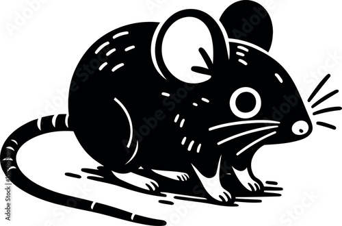 Cute Whimsical Mice Silhouette Vector for Fairy Tale Art Books and Storybook Themes.