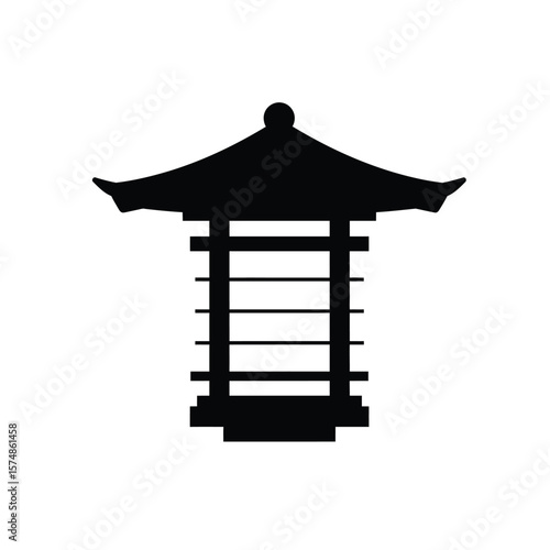 Black silhouette of a Japanese lantern icon vector
