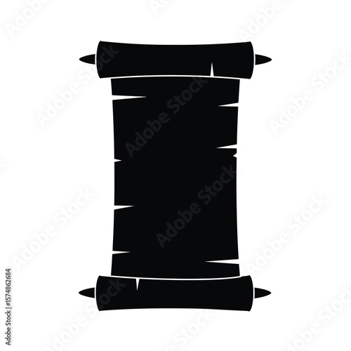 Black silhouette of a rolled scroll icon paper parchment