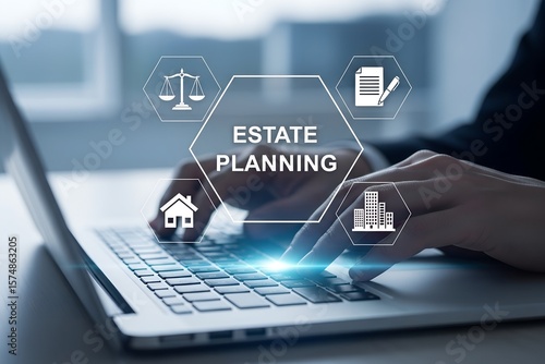 Person using laptop for estate planning concepts and legal financial consultation services