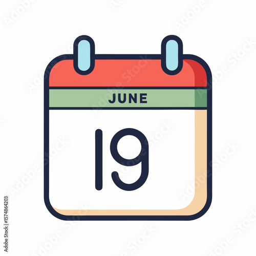 Stylized calendar icon displaying the date june nineteenth