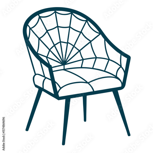 Modern armchair with unique spiderweb back design