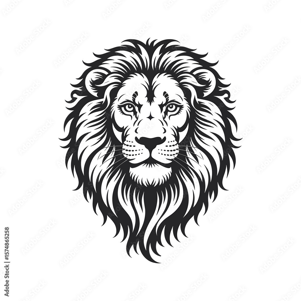 Fototapeta premium silhouette vector black and white lion head