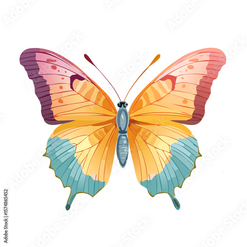Colorful Butterfly Icon Isolated on a Transparent Background