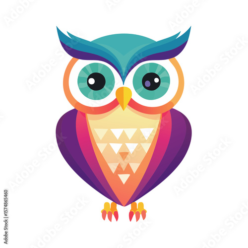 Colorful Owl Isolated on a Transparent Background