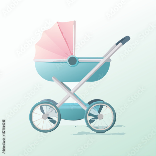PastelColored Baby Stroller in Profile View (1)
