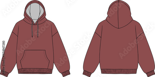 Oversized Pullover Hoodie Design – Front and Back Views
Brown Drawstring Hoodie Vector Mockup
Casual Streetwear Hooded Sweatshirt Template
Cozy Kangaroo Pocket Hoodie Fashion Flat