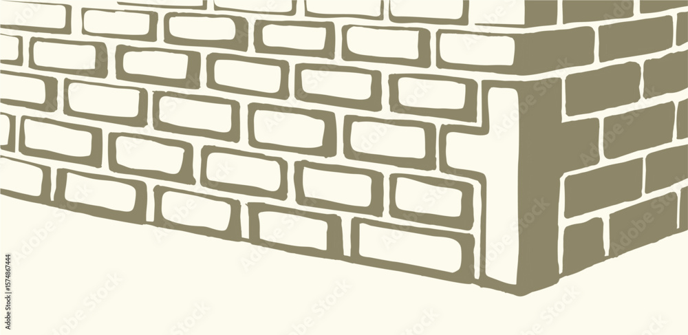 Ταπετσαρία Vector drawing. Cornerstone at the base of the wall