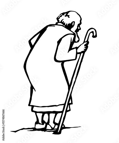 Vector drawing. Jewish man walk