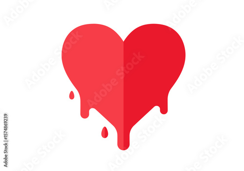 Dripping Red Heart Graphic Symbol of Love Loss and Emotional Pain.