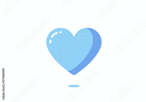 Light Blue Heart with Glossy Highlight and Subtle Shadow.
