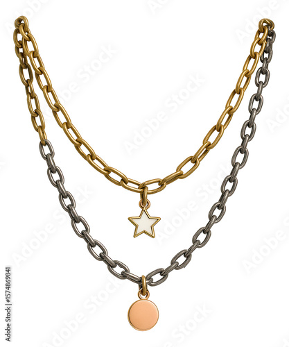 Wallpaper Mural Layered necklace set with mixed metal chains and charms Torontodigital.ca