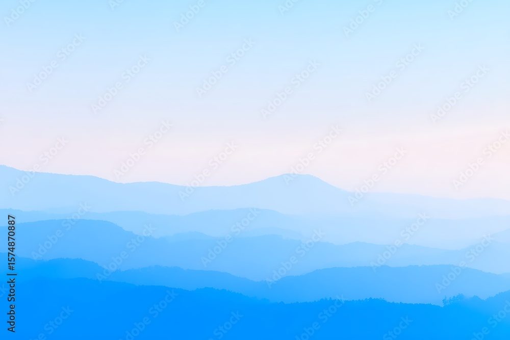 Blue layered mountains dreamy misty landscape Blue layered mountains dreamy misty landscape