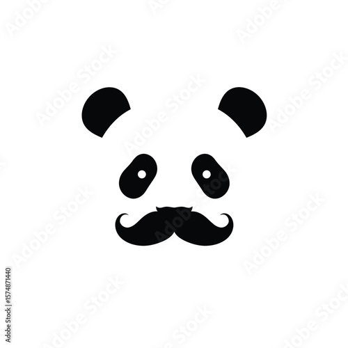 Black panda face with mustache icon bear animal