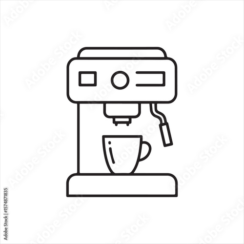 Modern Coffee Machine Icon Minimalist Design Perfect for Cafe Menus and Branding Materials Emphasizing Simplicity and Cleanliness Aesthetics