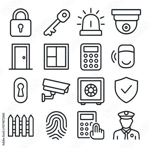 Security icons collection, protection symbols. safety and surveillance icon set