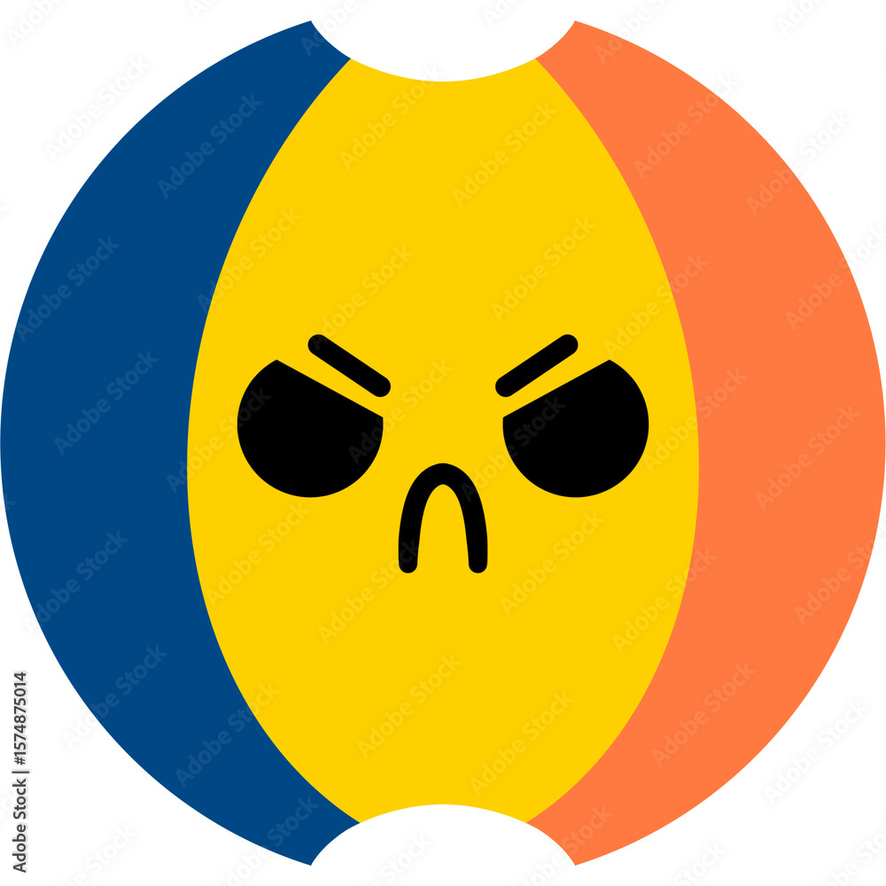 Fototapeta premium Beach Ball Angry Face Cartoon