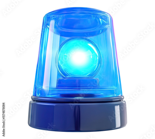 Blue siren light isolated on transparent background