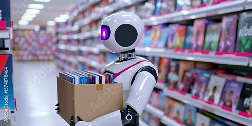 AI robot is in a DVD/Blu Ray movie store  carrying a box of stolen data that was publicly available so it can train without paying for licenses