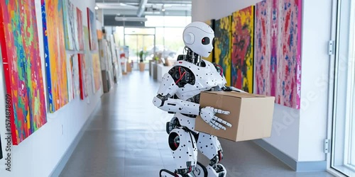 AI robot is in an art museum carrying a box of stolen data that was publicly available so it can train without paying for licenses