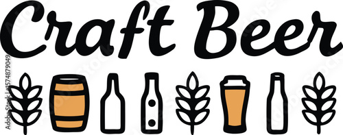 Craft Beer Brewery Design with Icons and Text