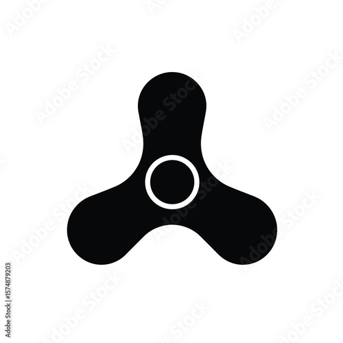 Black spinner toy icon with white circle center fidget