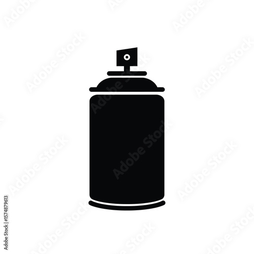 Black silhouette of a spray paint can icon aerosol