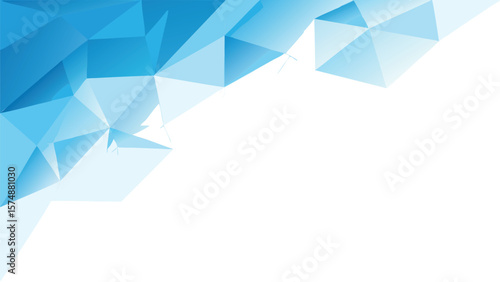 Abstract blue and white polygonal background with a geometric pattern on the upper left corner area