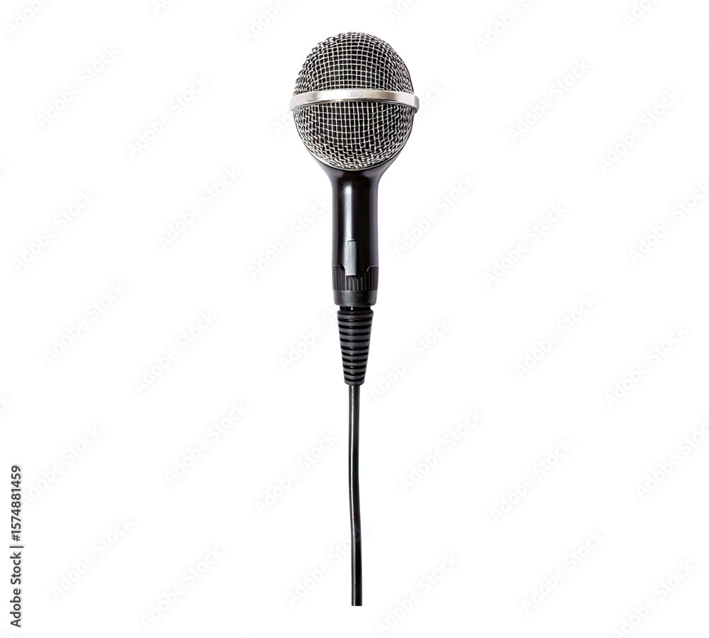 Obraz premium Microphone with cable isolated on transparent background