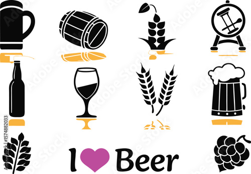 I Love Beer Collection of Beer Icons and Symbols