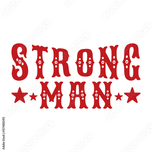 Strong Man Vintage Red Graphic Vector
