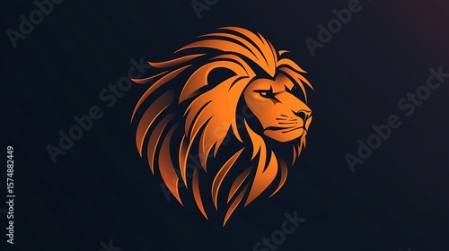 Wallpaper Mural Stylish lion head illustration with vibrant orange gradient on a dark background photo Torontodigital.ca