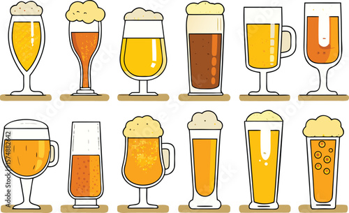 Collection of Beer Glasses in Various Styles and Sizes