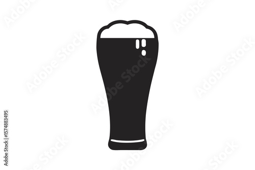 Simple Black and White Beer Glass Icon Illustration