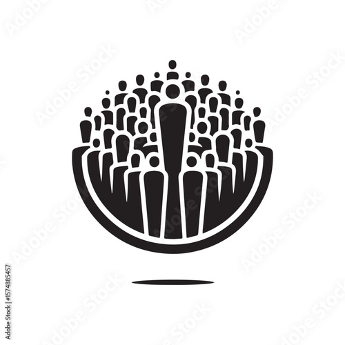 silhouetted crowd vector clip art doodle logo design illustration. people vector graphic collections.