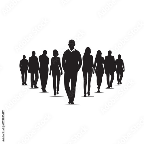 silhouetted crowd vector clip art doodle logo design illustration. people vector graphic collections.