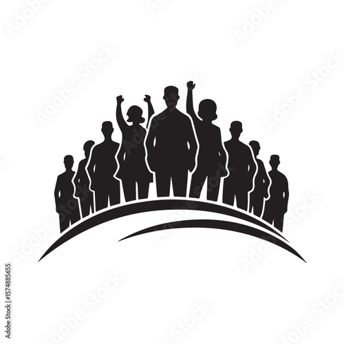 silhouetted crowd vector clip art doodle logo design illustration. people vector graphic collections.