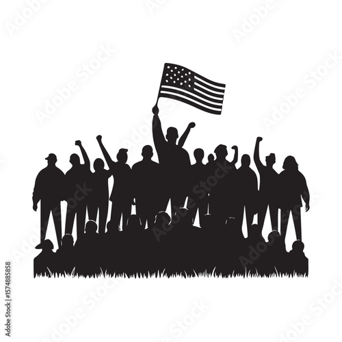 silhouetted crowd vector clip art doodle logo design illustration. people vector graphic collections.