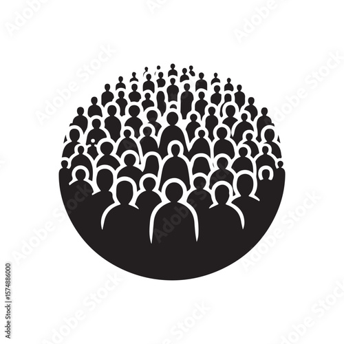 silhouetted crowd vector clip art doodle logo design illustration. people vector graphic collections.