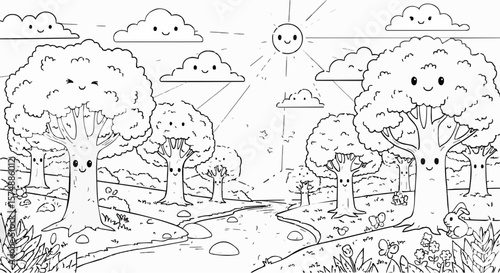 Nature Coloring Pages (Children's and Simple)generative ai