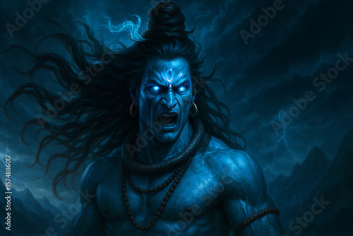 Lord Shiva in aggressive mood.