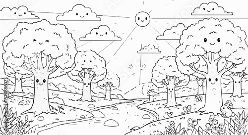 Nature Coloring Pages (Children's and Simple)generative ai