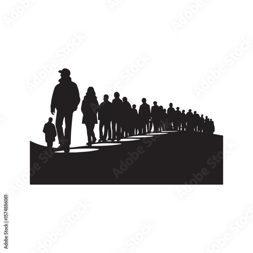 silhouetted crowd vector clip art doodle logo design illustration. people vector graphic collections.