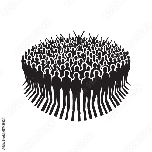 silhouetted crowd vector clip art doodle logo design illustration. people vector graphic collections.