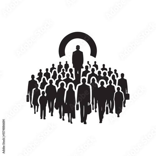 silhouetted crowd vector clip art doodle logo design illustration. people vector graphic collections.