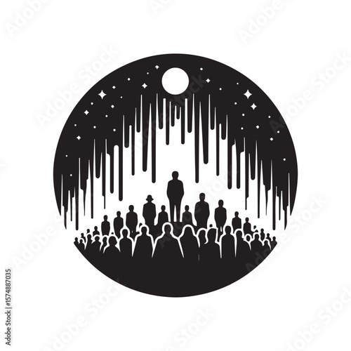 silhouetted crowd vector clip art doodle logo design illustration. people vector graphic collections.